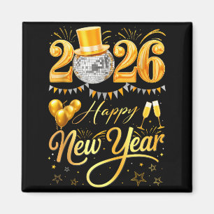 Happy New Year Party 2026 Funny Balloon Family Mat Magnet