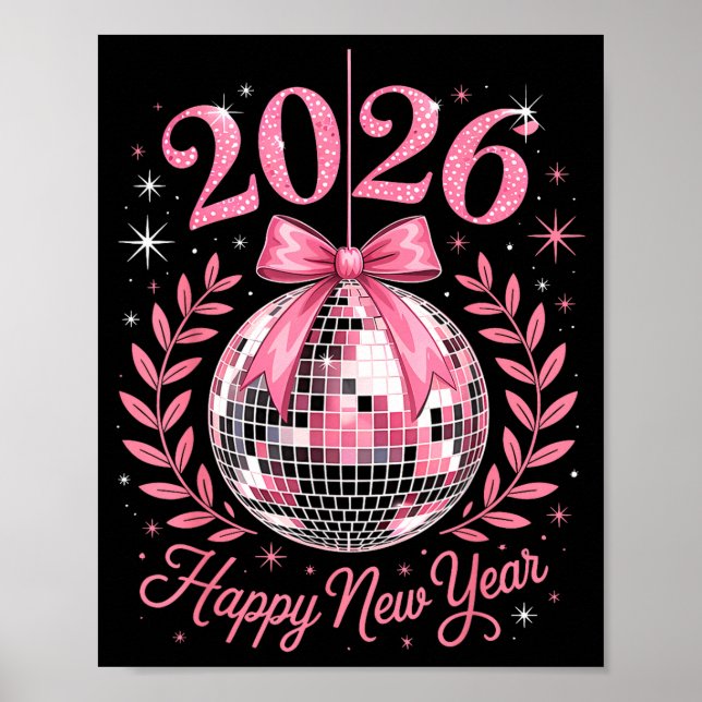 Happy New Year Party 2026 Funny Balloon Family Mat Poster (Front)