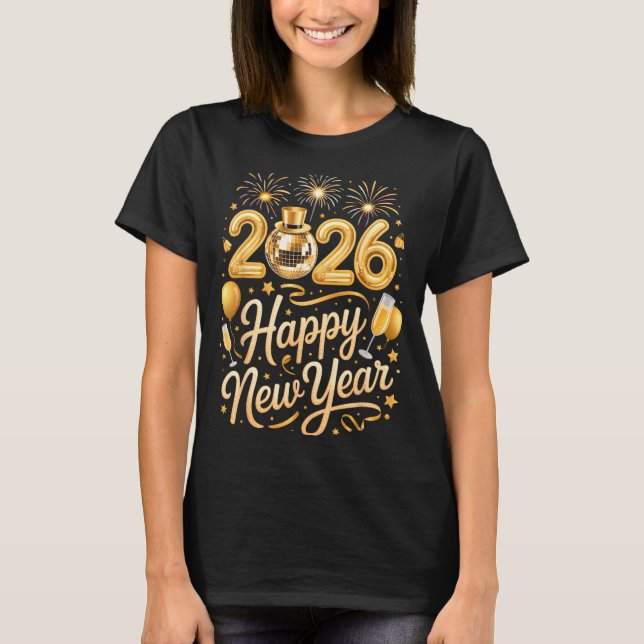 Happy New Year Party 2026 Funny Balloon Family Mat T-Shirt (Front)