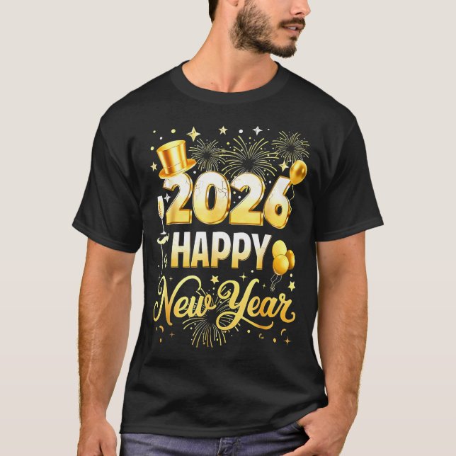 Happy New Year Party 2026 Funny Balloon Family Mat T-Shirt (Front)