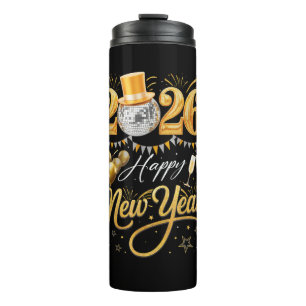 Happy New Year Party 2026 Funny Balloon Family Mat Thermal Tumbler