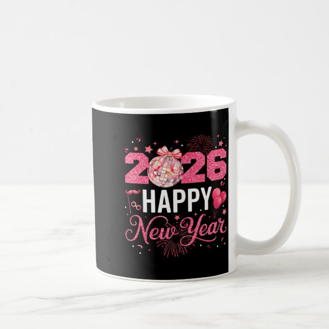 Happy New Year Party 2026 Funny Disco Ball Family  Coffee Mug (Right)
