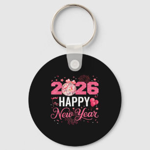 Happy New Year Party 2026 Funny Disco Ball Family  Key Ring