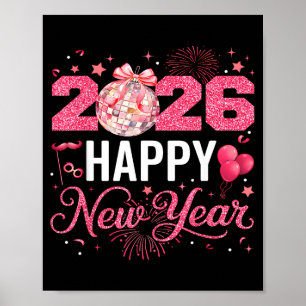 Happy New Year Party 2026 Funny Disco Ball Family  Poster