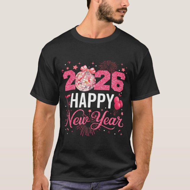 Happy New Year Party 2026 Funny Disco Ball Family  T-Shirt (Front)
