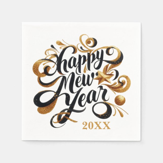 Happy New Year party add date Napkin (Front)