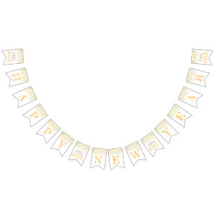 Happy New Year party champagne golden yellow Bunting