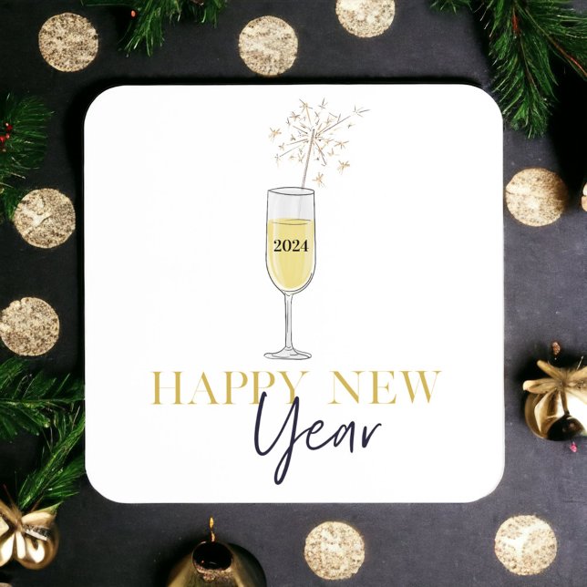 Happy New Year Party Champagne Sparkler  Coaster (Creator Uploaded)