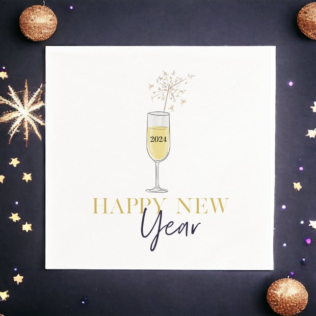 Happy New Year Party Champagne Sparkler Year Napkin (Creator Uploaded)