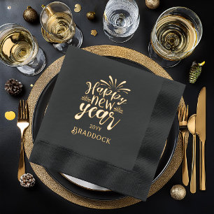 Happy New Year Party Foil Stamped Napkins