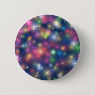 Happy New Year Party Glitter Stars 6 Cm Round Badge