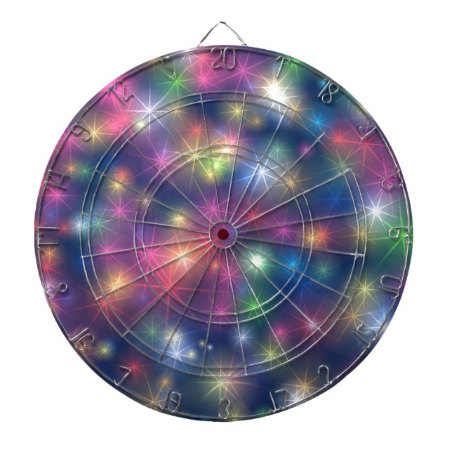 Happy New Year Party Glitter Stars Dartboard (Front)