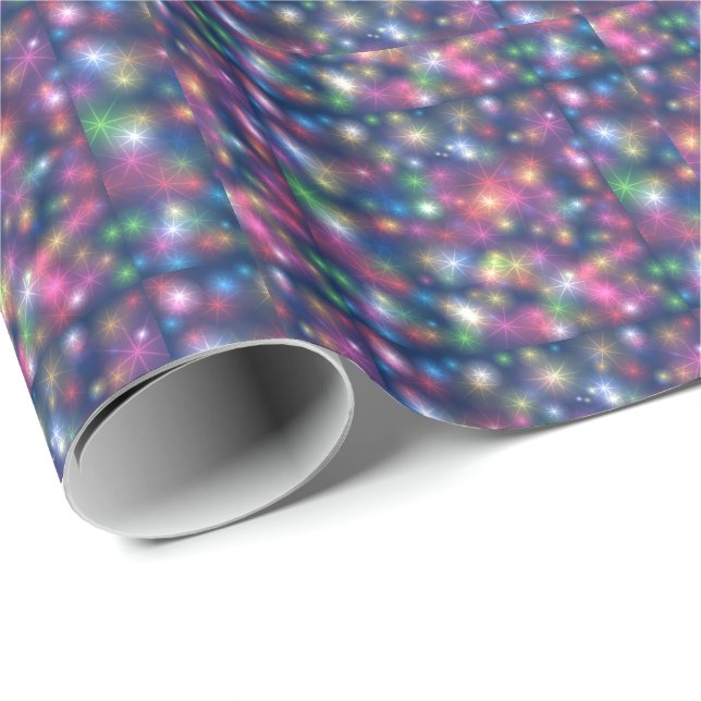 Happy New Year Party Glitter Stars Wrapping Paper (Roll Corner)