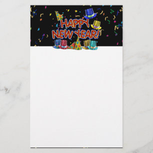 Happy New Year Party Hats Stationery