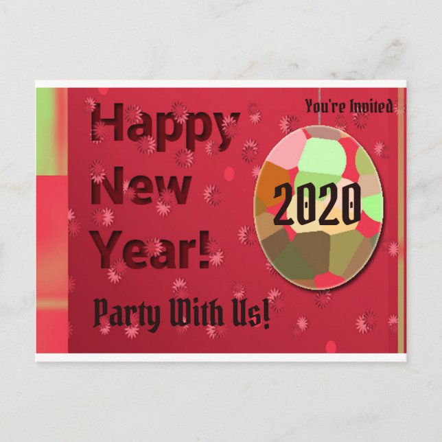Happy New Year Party Invitation Postcard (Front)