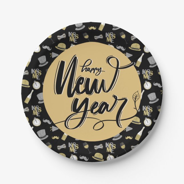 Happy New Year Party Paper Plate (Front)