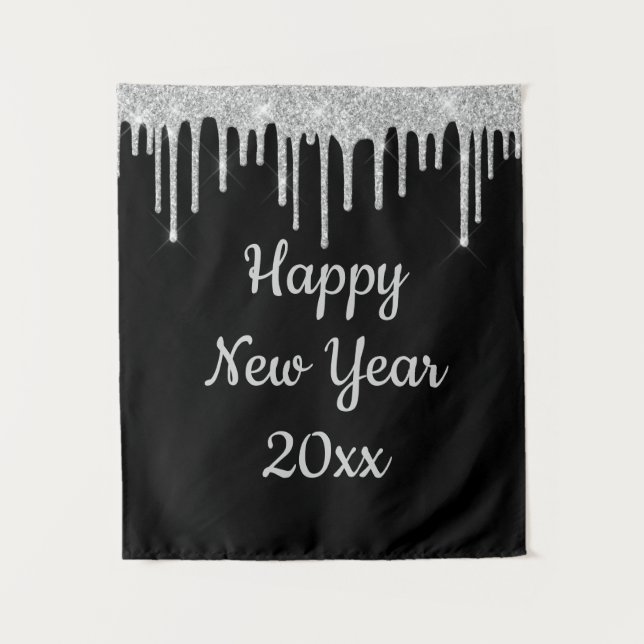 Happy New Year Party Photo Booth Backdrop 2026 Tapestry (Front)