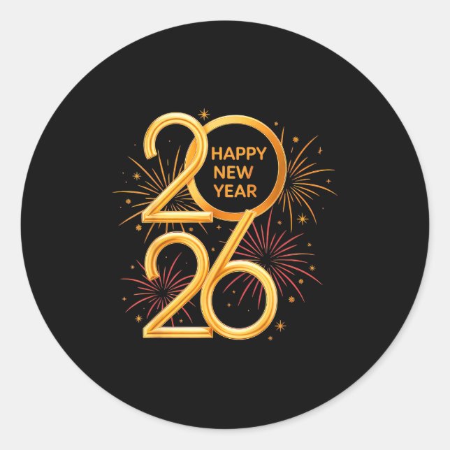 Happy New Year Party Supplies 2026 Family Matching Classic Round Sticker (Front)