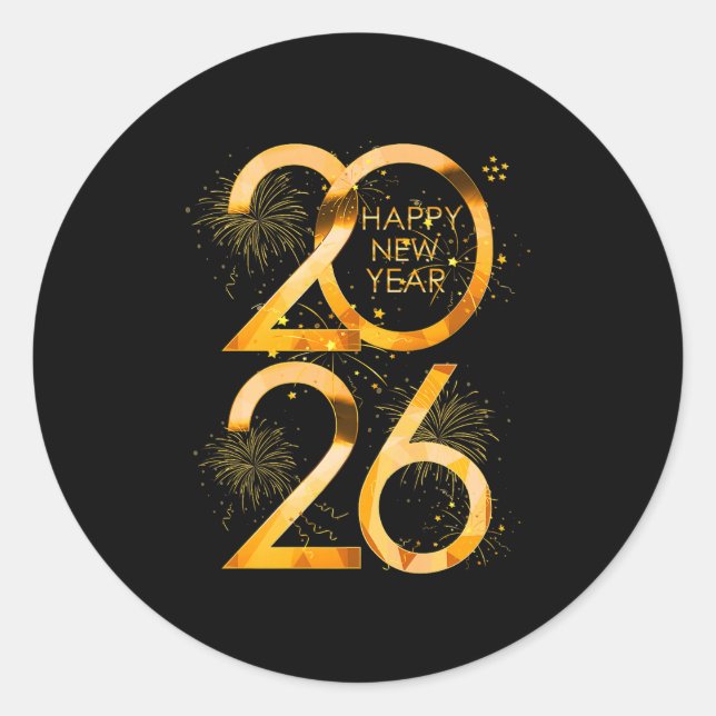 Happy New Year Party Supplies 2026 Family Matching Classic Round Sticker (Front)