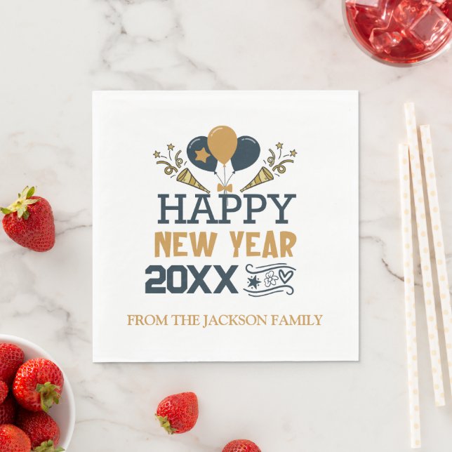 Happy New Year Personalised Napkin (Insitu)