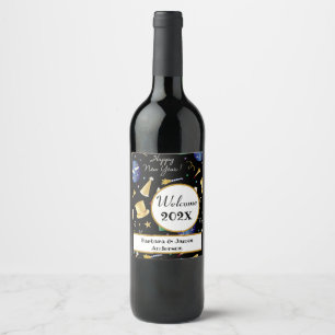 Happy  New Year Personalised Wine Label