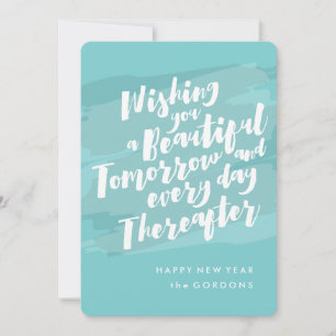 Happy New Year Photo Card, Brush Strokes Holiday Card