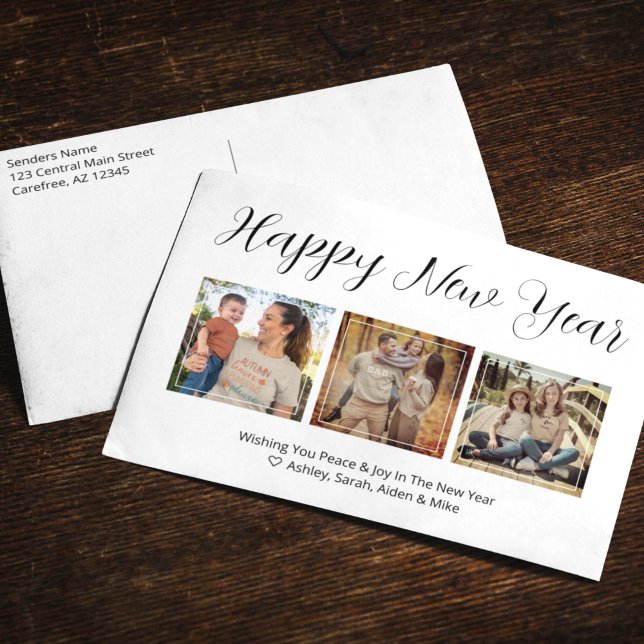 Happy New Year Photo Collage Holiday Postcard (Creator Uploaded)