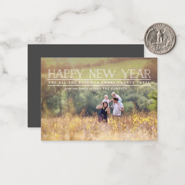 Happy New year photo typography holiday card (Front/Back In Situ)
