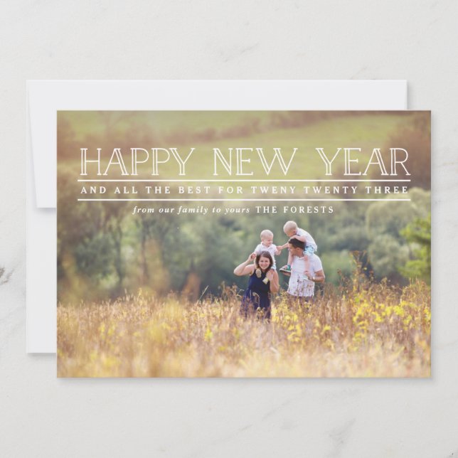 Happy New year photo typography holiday card (Front)