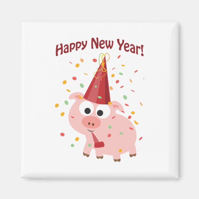 Happy New Year Pig Magnet (Front)