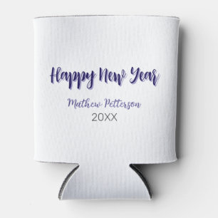Happy new year purple black add name year simple can cooler