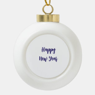 Happy new year purple black add name year simple ceramic ball christmas ornament