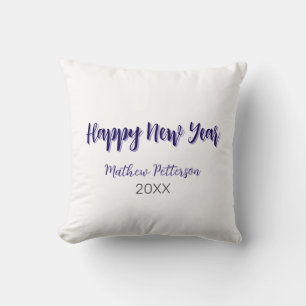 Happy new year purple black add name year simple  cushion