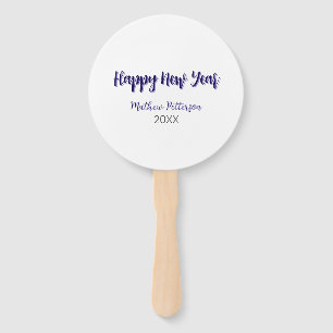 Happy new year purple black add name year simple hand fan