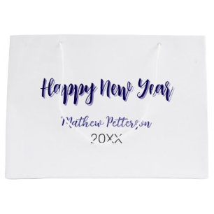 Happy new year purple black add name year simple  large gift bag