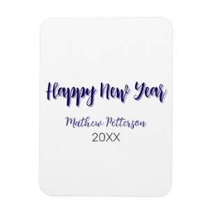 Happy new year purple black add name year simple  magnet