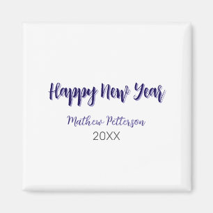 Happy new year purple black add name year simple  magnet