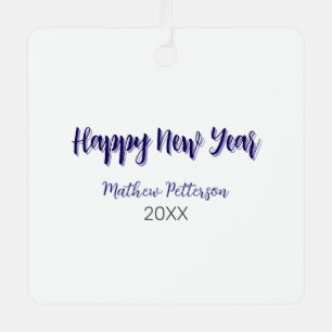 Happy new year purple black add name year simple metal tree decoration