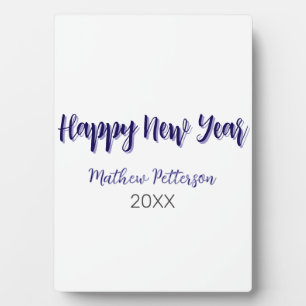 Happy new year purple black add name year simple plaque