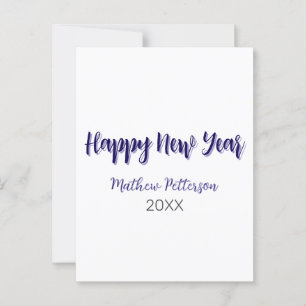 Happy new year purple black add name year simple postcard