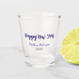 Happy new year purple black add name year simple shot glass