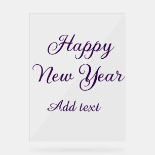 Happy new year purple calligraphy simple minimal  acrylic sign