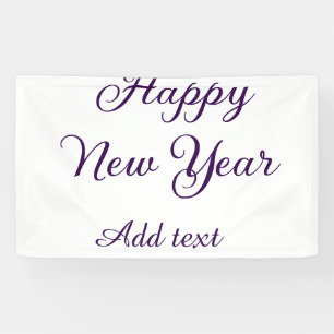 Happy new year purple calligraphy simple minimal banner