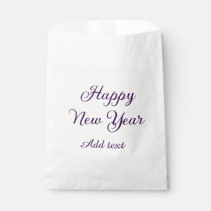 Happy new year purple calligraphy simple minimal favour bag
