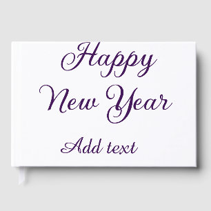 Happy new year purple calligraphy simple minimal guest book