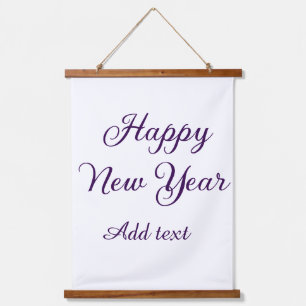 Happy new year purple calligraphy simple minimal hanging tapestry