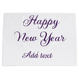 Happy new year purple calligraphy simple minimal large gift bag