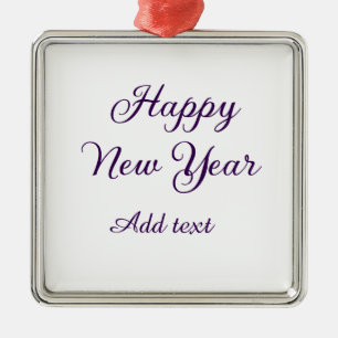 Happy new year purple calligraphy simple minimal metal ornament