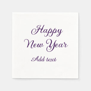 Happy new year purple calligraphy simple minimal  napkin