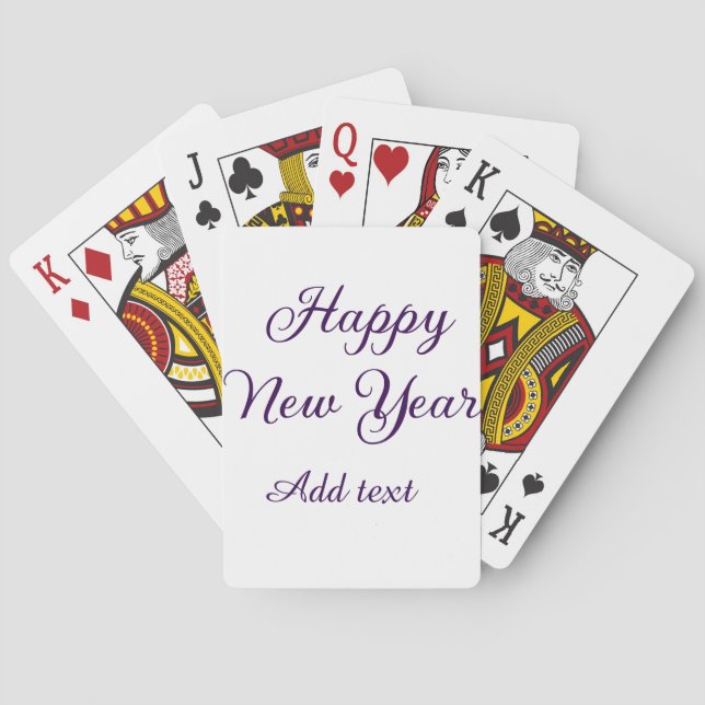 Happy new year purple calligraphy simple minimal  playing cards (Back)